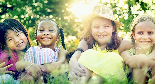 Kids in a field